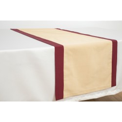 Napron decorativ / traversa anti-pete din poliester, crem cu margini visinii
